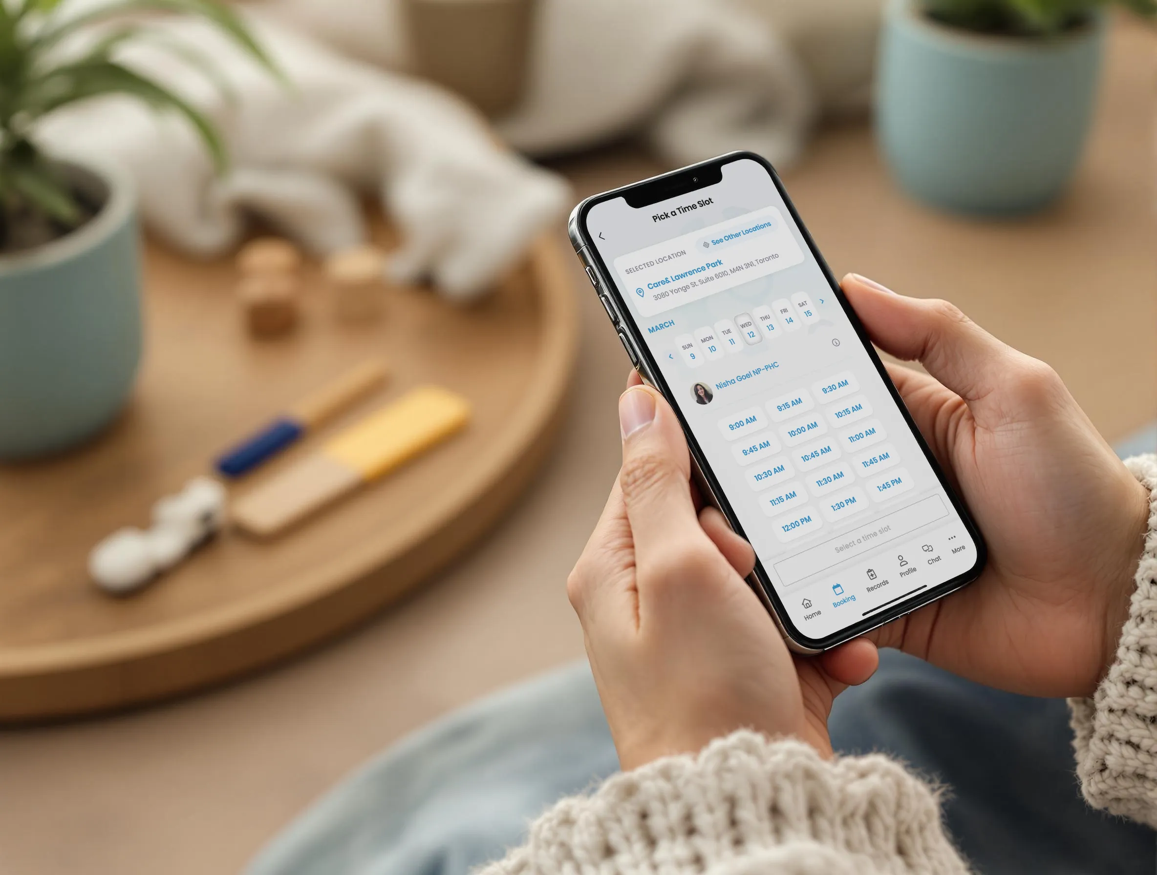 Care& mobile app in use