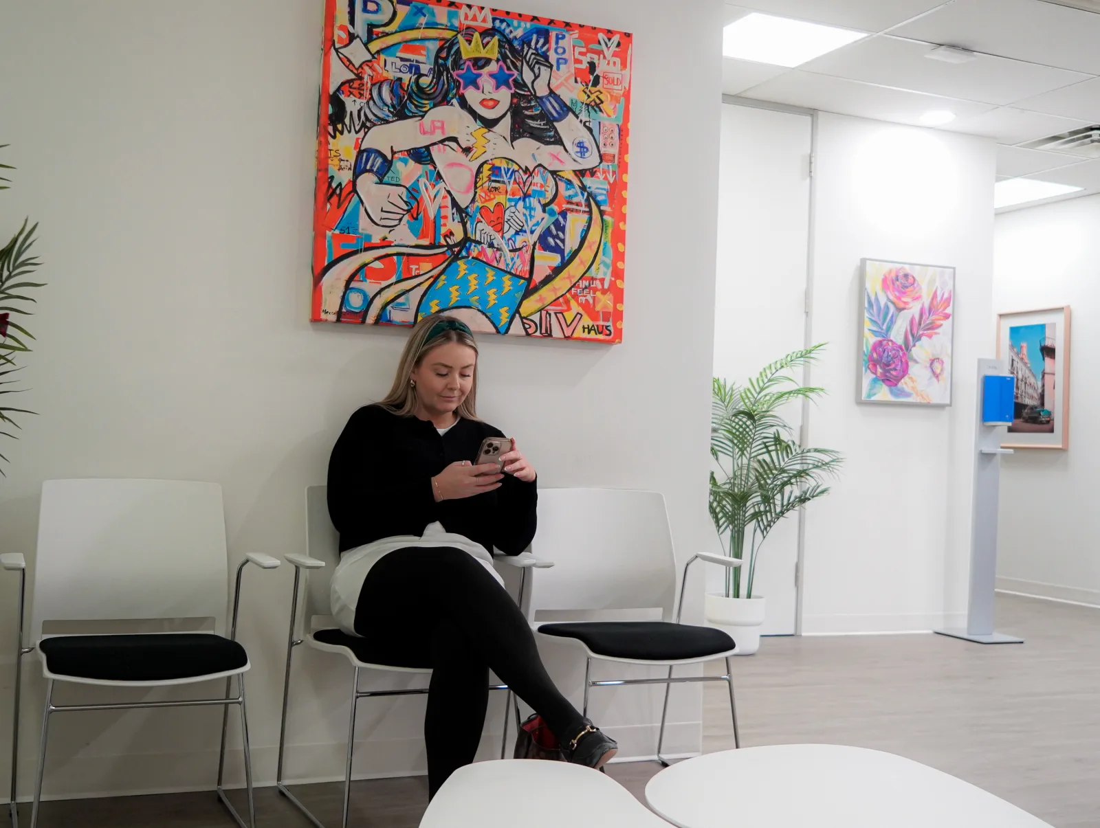 Patient relaxing in the Care& waiting area